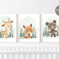 Nursery decor woodland, Woodland Nursery Wall Art, Woodland Print Set, animal prints, Woodland Animal Prints, gender neutral nursery
