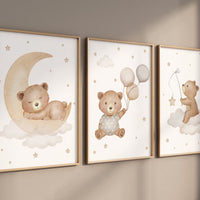 Nursery decor bear, nursery decor boy, bear nursery print, teddy bear decor, nursery wall art animals, boy nursery art, grey nursery, gray