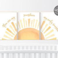 Boho Sunshine print, Boho setting sun, Nursery Wall art print, Boho wall art set , Gender Neutral Kids wall art, Sunshine decor