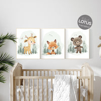 Nursery decor woodland, Woodland Nursery Wall Art, Woodland Print Set, animal prints, Woodland Animal Prints, gender neutral nursery