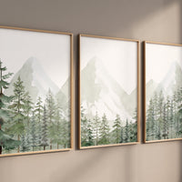 Nursery decor mountain, nursery wall art, tree nursery decor, adventure theme nursery, forest nursery, green nursery, woodland nursery