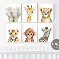 Safari Nursery Decor, Set of 6, Safari Nursery Prints, animal nursery wall art, Boho Nursery Wall Art, Safari Baby Animal Prints