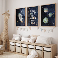 Space Nursery Wall Art Set, Nursery Wall Art Space, Space Nursery Prints, Nursery Decor Space Boy, boys room decor, boys room decor
