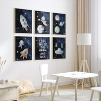 Space Nursery Prints, Nursery Decor Space Boy, boys room decor, Nursery Wall Art Space, Astronaut Prints, Outer Space Prints, space wall art
