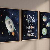 Space Nursery Wall Art Set, Nursery Wall Art Space, Space Nursery Prints, Nursery Decor Space Boy, boys room decor, boys room decor