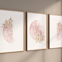 Moon wall art, Moon nursery decor, Blush pink, blush nursery, Full moon print, Moon print, nursery decor girl, moon phases, boho nursery