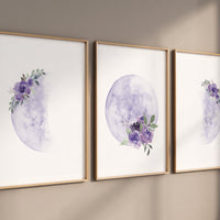 Moon wall art, Moon nursery decor, purple nursery, Full moon print, Moon print, nursery decor girl, moon phases print, girls room decor