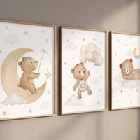 Bear Nursery Wall Art, Boy Nursery Decor, Woodland Animal Wall Art, Neutral Nursery Print, Cute Bear Kids Room Decor, Forest Baby Wall Art