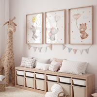 Nursery decor girl animals, flower nursery, animal nursery, girls nursery, Nursery wall art girl elephant, girl nursery wall decor, floral
