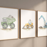 Boy Room Wall Art, Construction Vehicle Nursery Prints, Construction Wall Art, Transportation Print, Truck Wall Art, Nursery Truck Prints