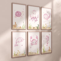 Nursery decor girl, ocean nursery, under the sea nursery, Under the sea wall art, pink nursery, girls room decor, sea nursery decor