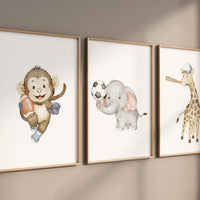 Sports nursery decor, Baby Animals Sport, Baby boy sports nursery, Safari nursery, football, soccer, baseball, nursery, animal sports