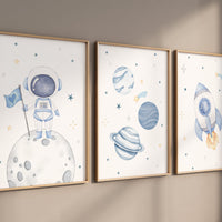 Space Nursery Prints, Nursery Decor Space Boy, boys room decor, Space Nursery Wall Art Set, Nursery Wall Art Space, Astronaut Prints