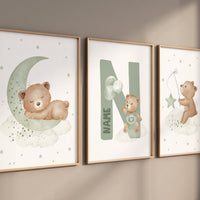 Nursery decor bear, nursery decor boy, sage green nursery, sage nursery, bear nursery print, teddy bear decor, nursery wall art, boy nursery