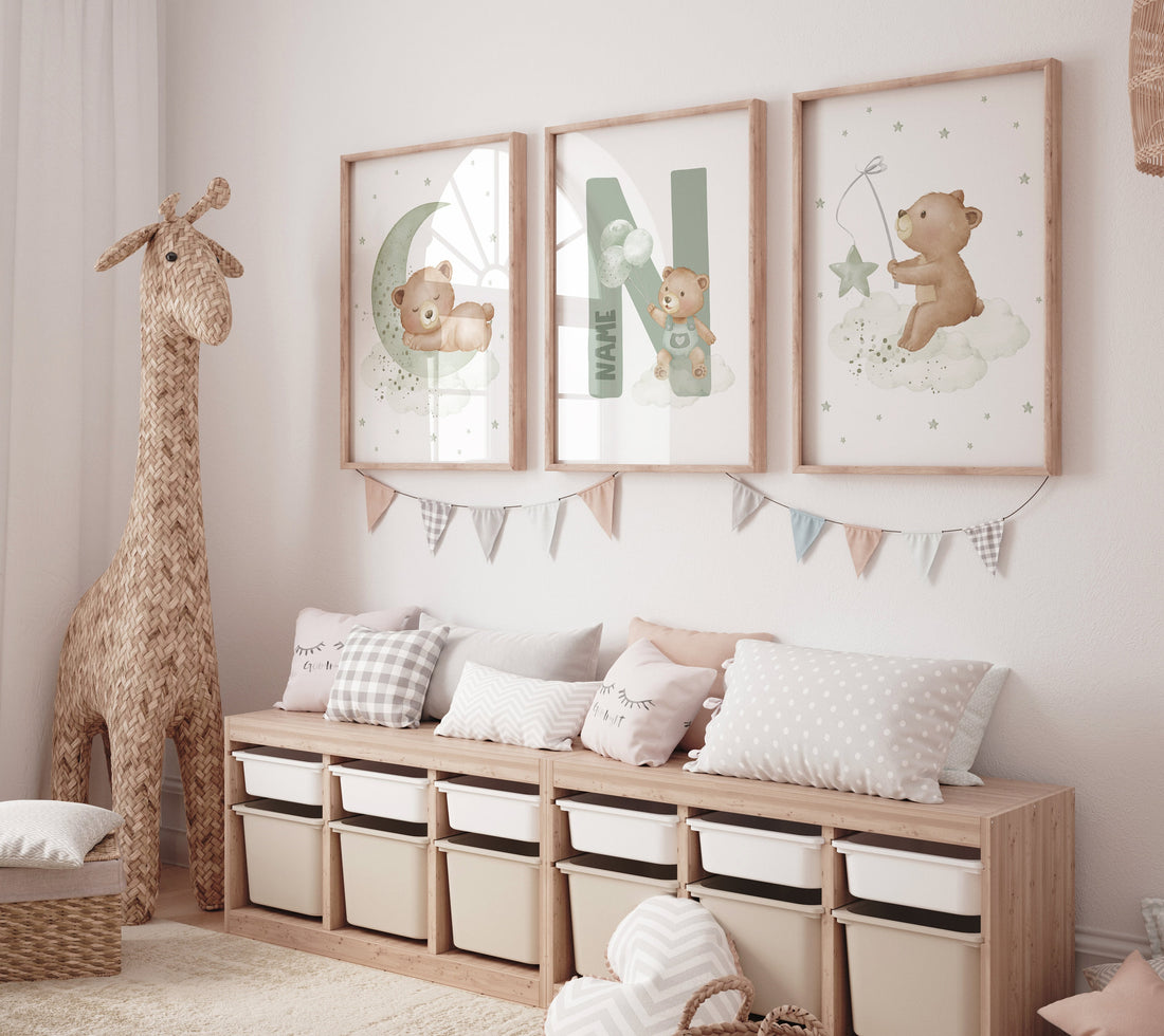 Nursery decor bear, nursery decor boy, sage green nursery, sage nursery, bear nursery print, teddy bear decor, nursery wall art, boy nursery