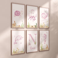 Ocean themed nursery, girl nursery, ocean nursery, under the sea nursery, pink nursery, whale nursery, sea nursery decor, sea turtle