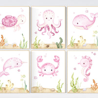 Nursery decor girl, ocean nursery, under the sea nursery, Under the sea wall art, pink nursery, girls room decor, sea nursery decor