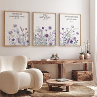 Purple flower nursery decor girl, wildflower, girls room decor, lavender nursery, lilac nursery, verse print, bible verse, christian art