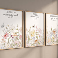 Boho Nursery wall art, Wildflower Nursery Decor, Floral Nursery, Girl Nursery Decor, vintage flower nursery, bible verse, christian wall art