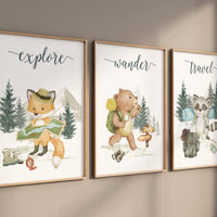 Travel nursery print, Explore nursery wall art, Baby boy nursery, Adventure Set of 3 prints, Camping Prints, Adventure Nursery Decor