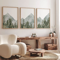 Nursery decor mountain, nursery wall art, tree nursery decor, adventure theme nursery, forest, sage green, beige, woodland prints