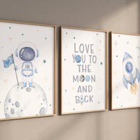 Space Nursery Prints, Nursery Decor Space Boy, boys room decor, Space Nursery Wall Art Set, Nursery Wall Art Space, Astronaut Prints