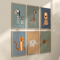 Safari Nursery Wall Prints, Boho Nursery Prints, jungle animals, Sage Green Nursery Art, animal Nursery Decor, animal prints