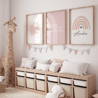 Rainbow nursery, sun print, you are my sunshine, Girl bedroom art, name print, girls room decor, blush nursery, baby girl wall art