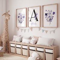 Purple flower nursery decor, Nursery decor girl purple, nursery decor girl flower, lavender nursery, lilac nursery, girls room decor purple