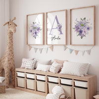 Purple flower nursery decor, Nursery decor girl purple, nursery decor girl flower, lavender nursery, lilac nursery, girls room decor purple