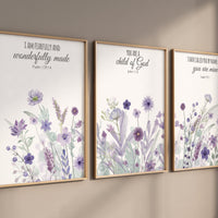 Purple flower nursery decor girl, wildflower, girls room decor, lavender nursery, lilac nursery, verse print, bible verse, christian art