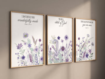 Purple flower nursery decor girl, wildflower, girls room decor, lavender nursery, lilac nursery, verse print, bible verse, christian art