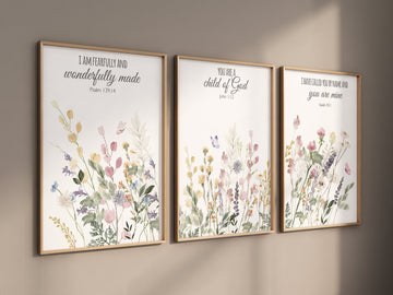 Boho Nursery wall art, Wildflower Nursery Decor, Floral Nursery, Girl Nursery Decor, vintage flower nursery, bible verse, christian wall art