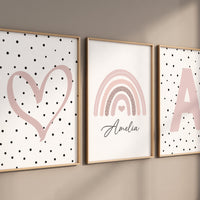 Boho nursery, rainbow nursery, nursery decor, Girl bedroom art, name print, girls room decor, blush nursery, baby girl wall art