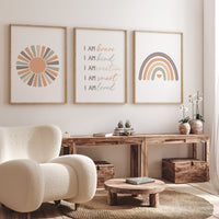 Nursery decor rainbow, neutral Rainbow Wall Art, rainbow Print Set, Cloud Rainbow Sun, Rainbow Wall Art, gender neutral, Watercolor Rainbow