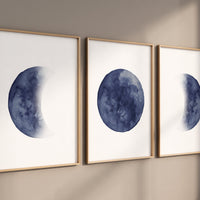 Moon nursery decor, moon print, navy blue nursery, full moon print, gender neutral, moon phases, dark blue, moon nursery, nursery decor
