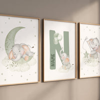 Elephant nursery, Sage green nursery, sage nursery, gender neutral, elephant print, nursery wall art, green nursery, baby room wall art