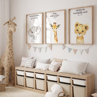 Safari nursery, nursery wall art animals, safari animals, gender neutral, verse nursery, bible verse, bear, elephant, giraffe, animal print