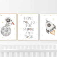 Space Nursery Decor, Outer Space Nursery Wall Art, Boys Room Decor, Rocket Ship, Astronaut print, Kids Room Decor, Space Nursery