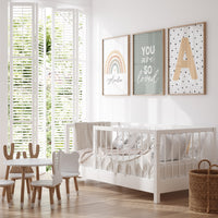 Rainbow nursery, gender neutral, you are so loved, earth colors, name print, rainbow prints, sage print, neutral colors, baby room