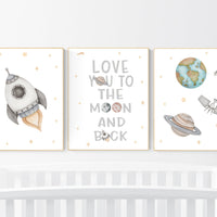 Space Nursery Decor, Outer Space Nursery Wall Art, Boys Room Decor, Rocket Ship, Astronaut print, Kids Room Decor, Space Nursery