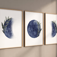 Moon nursery decor, moon print, navy blue nursery, sage nursery, full moon print, gender neutral, woodland nursery, moon nursery