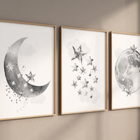 Moon nursery, Gray nursery decor, moon print, grey nursery art, neutral nursery, baby room wall art, gender neutral nursery ideas