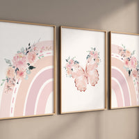 Rainbow print for nursery, girl nursery, pink nursery, floral nursery, butterfly nursery, Girl Nursery Decor, rainbow print, butterfly art