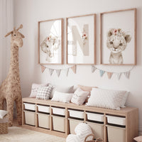 Safari nursery decor, animal prints, Safari animals, elephant nursery, Floral Nursery Prints, neutral nursery, beige nursery