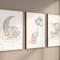 Sage green nursery, Elephant nursery, sage nursery, gender neutral, elephant print, nursery wall art, green nursery, baby room wall art