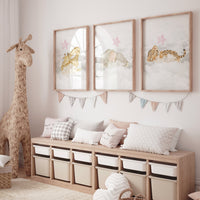 Woodland Animals, Sleeping on Clouds, Woodland Nursery Decor, pink nursery, Animal Nursery wall art, baby girl nursery, girl nursery