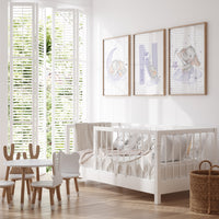 Elephant nursery, purple wall art, nursery decor bear, teddy bear nursery, lilac nursery print, lavender, baby room decor, nursery wall art