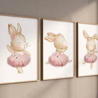 Ballerina animals, bunny nursery, baby room decor girl, nursery prints girl, ballet prints, ballet animals, ballerina rabbits, bunny print