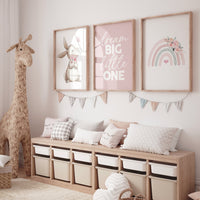 Bunny nursery, blush pink nursery, dream bit little one, rainbow print, Girl bedroom art, girls room decor, blush nursery, rainbow nursery